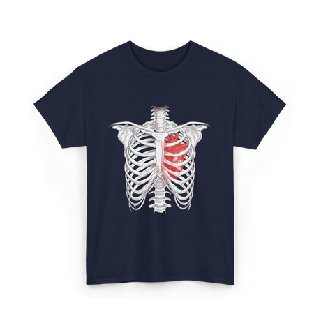 Heart Inside Rib Cage Halloween T-Shirt - Navy