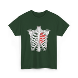 Heart Inside Rib Cage Halloween T-Shirt - Forest Green