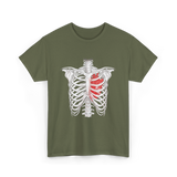 Heart Inside Rib Cage Halloween T-Shirt - Military Green