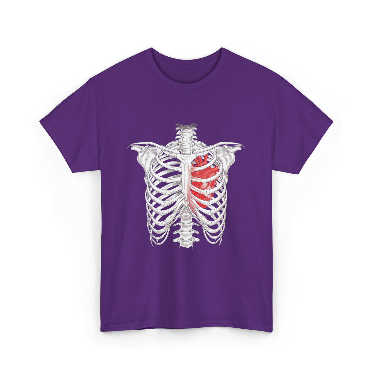 Heart Inside Rib Cage Halloween T-Shirt - Purple