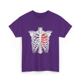 Heart Inside Rib Cage Halloween T-Shirt - Purple