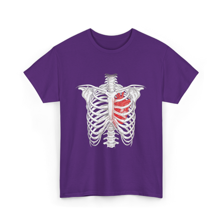 Heart Inside Rib Cage Halloween T-Shirt - Purple