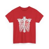 Heart Inside Rib Cage Halloween T-Shirt - Red