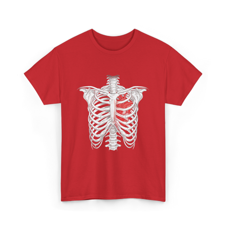 Heart Inside Rib Cage Halloween T-Shirt - Red