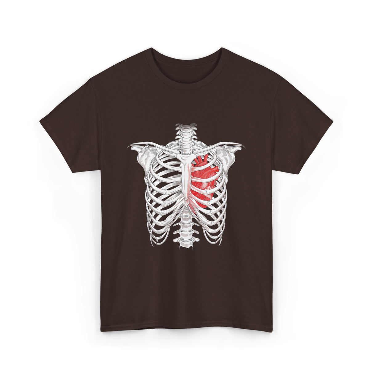 Heart Inside Rib Cage Halloween T-Shirt - Dark Chocolate