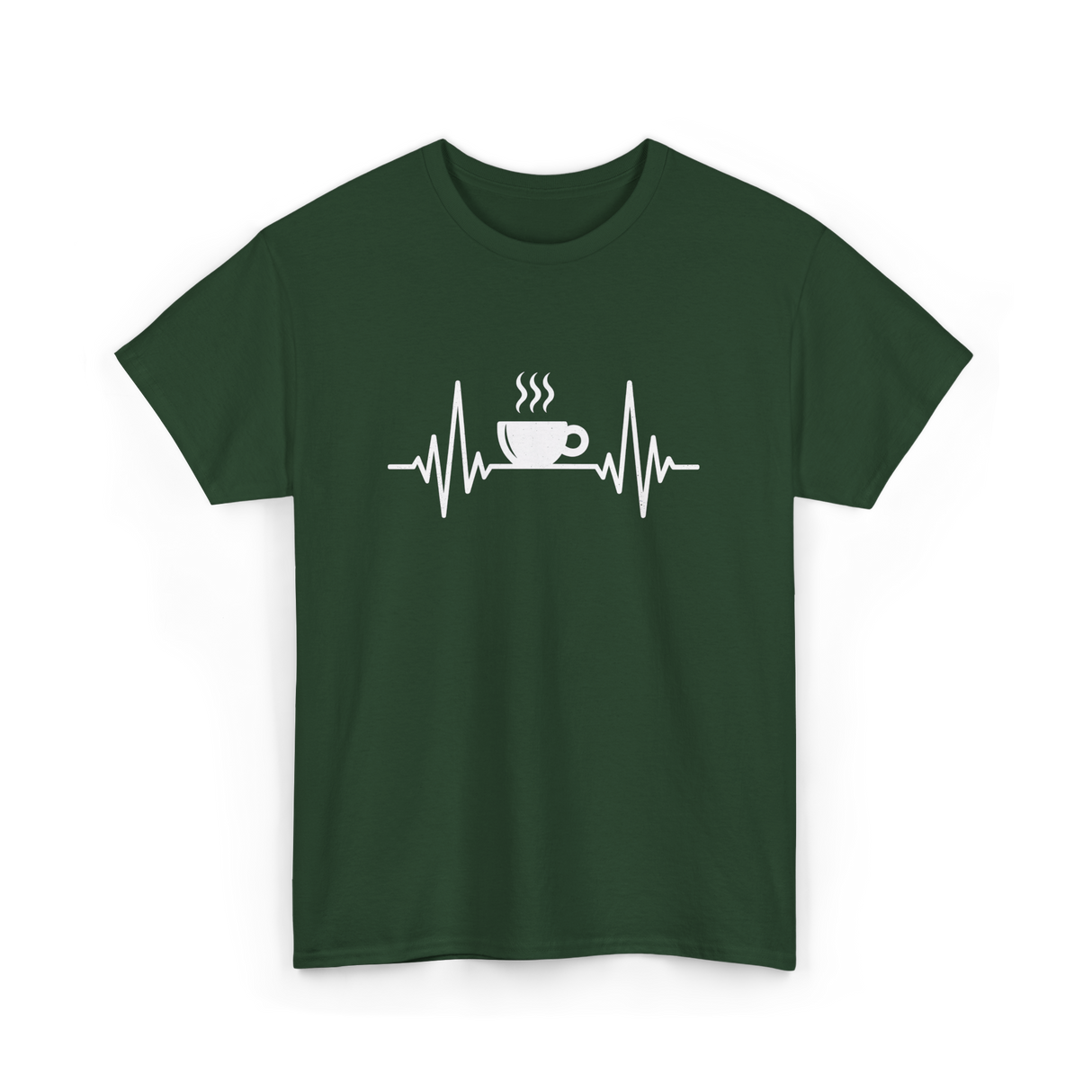 Heartbeat Coffee Cup Coffee T-Shirt - Forest Green