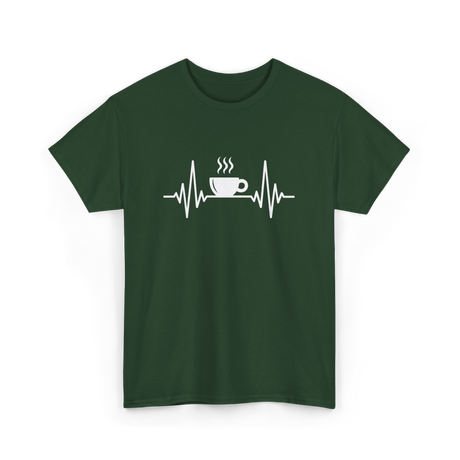 Heartbeat Coffee Cup Coffee T-Shirt - Forest Green