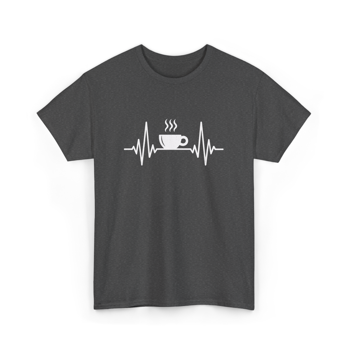 Heartbeat Coffee Cup Coffee T-Shirt - Dark Heather