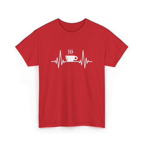 Heartbeat Coffee Cup Coffee T-Shirt - Red