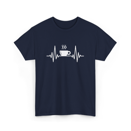 Heartbeat Coffee Cup Coffee T-Shirt - Navy