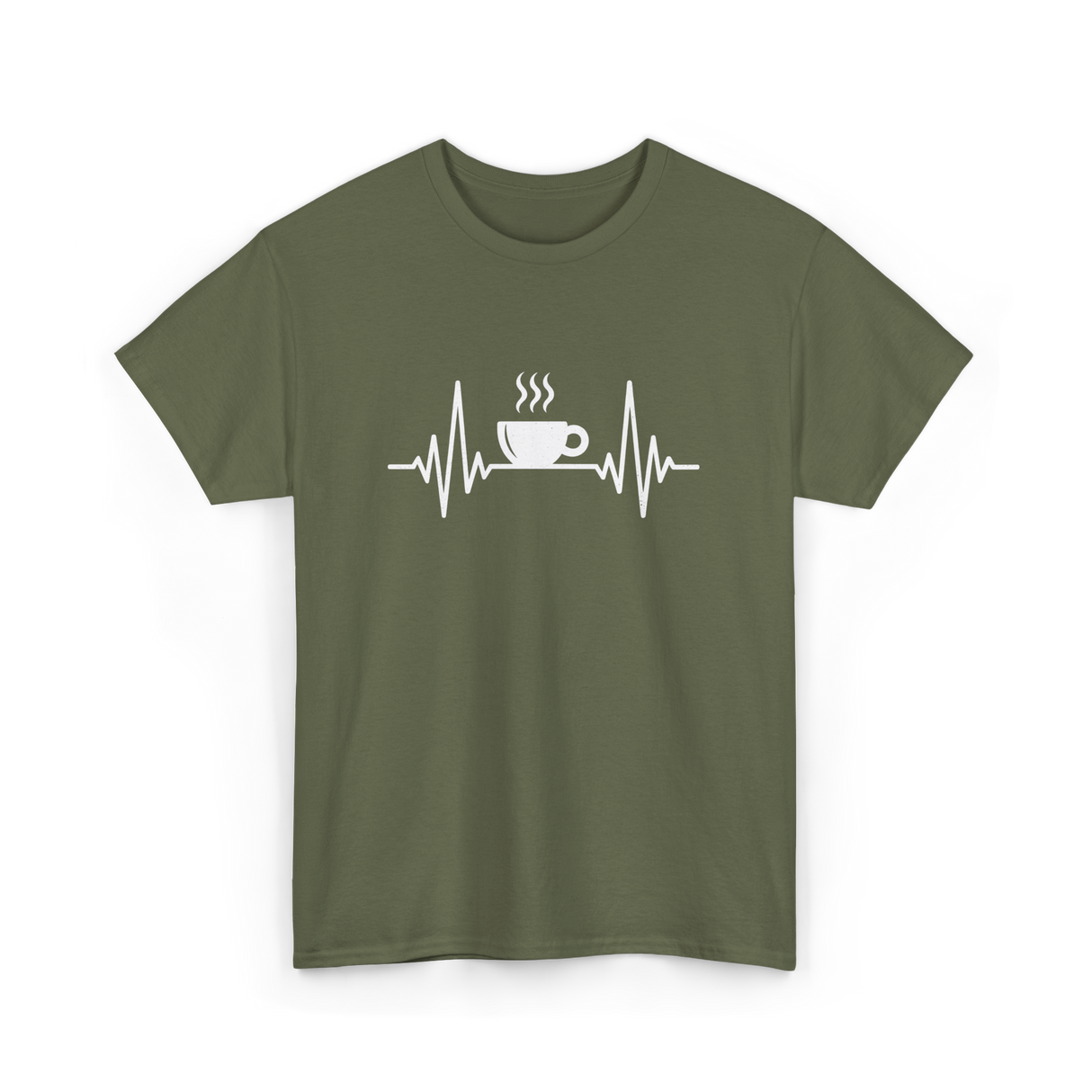 Heartbeat Coffee Cup Coffee T-Shirt - Military Green