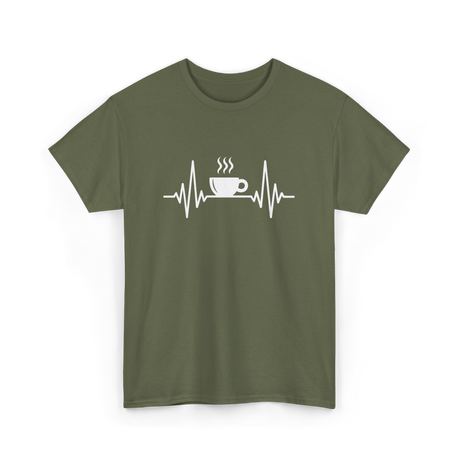 Heartbeat Coffee Cup Coffee T-Shirt - Military Green