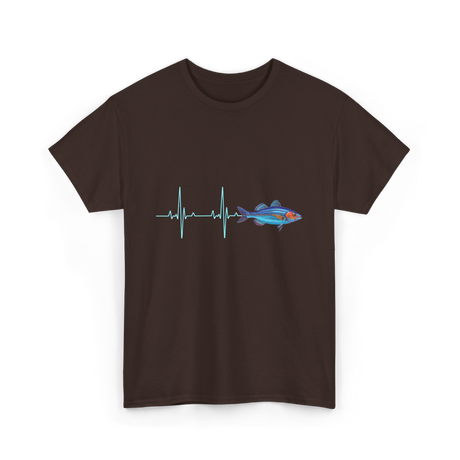 Heartbeat EKG Fish T-Shirt - Dark Chocolate