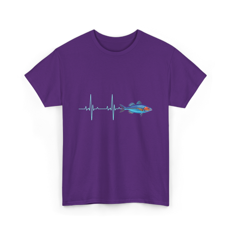 Heartbeat EKG Fish T-Shirt - Purple