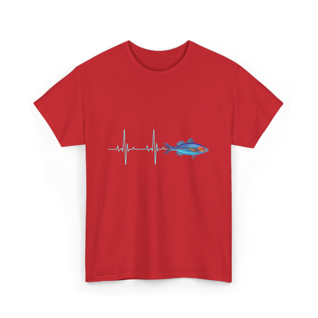 Heartbeat EKG Fish T-Shirt - Red