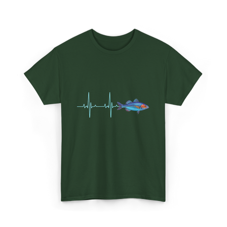 Heartbeat EKG Fish T-Shirt - Forest Green