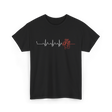 Heartbeat Heart Nurse Cardiology T-Shirt - Black