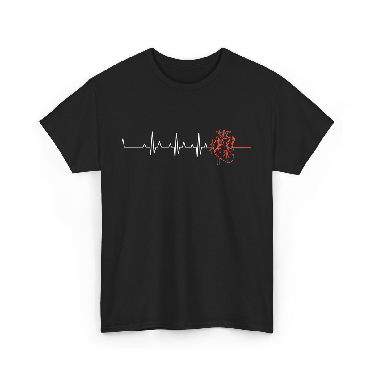 Heartbeat Heart Nurse Cardiology T-Shirt - Black