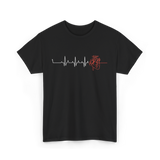 Heartbeat Heart Nurse Cardiology T-Shirt - Black