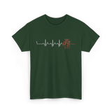 Heartbeat Heart Nurse Cardiology T-Shirt - Forest Green