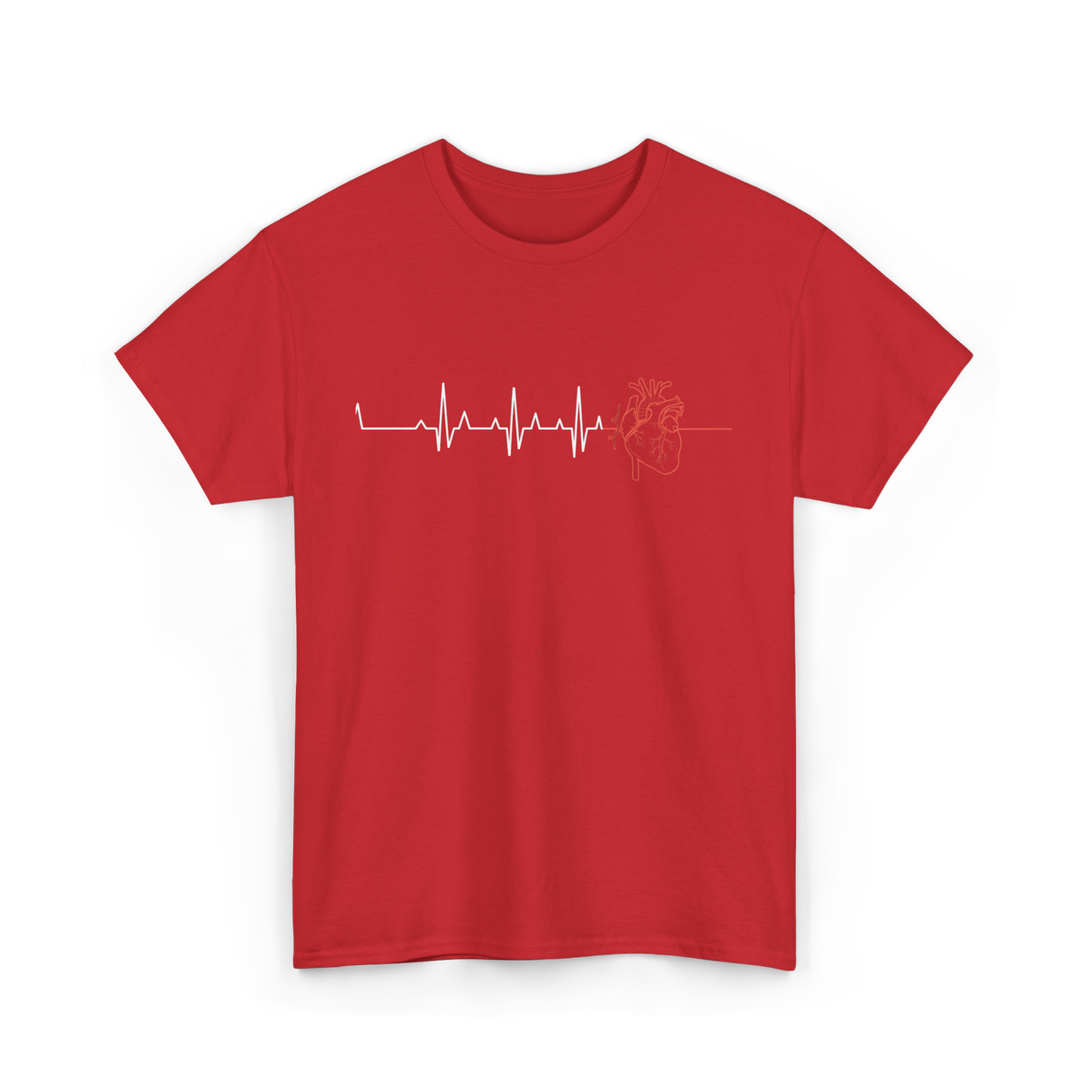 Heartbeat Heart Nurse Cardiology T-Shirt - Red