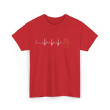 Heartbeat Heart Nurse Cardiology T-Shirt - Red