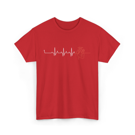 Heartbeat Heart Nurse Cardiology T-Shirt - Red