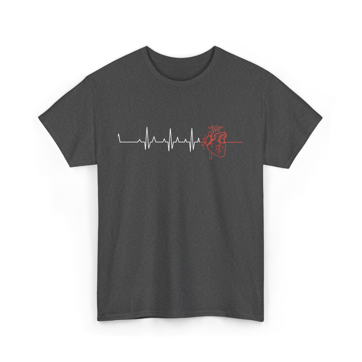 Heartbeat Heart Nurse Cardiology T-Shirt - Dark Heather