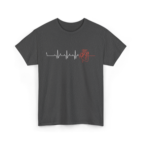 Heartbeat Heart Nurse Cardiology T-Shirt - Dark Heather