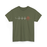 Heartbeat Heart Nurse Cardiology T-Shirt - Military Green