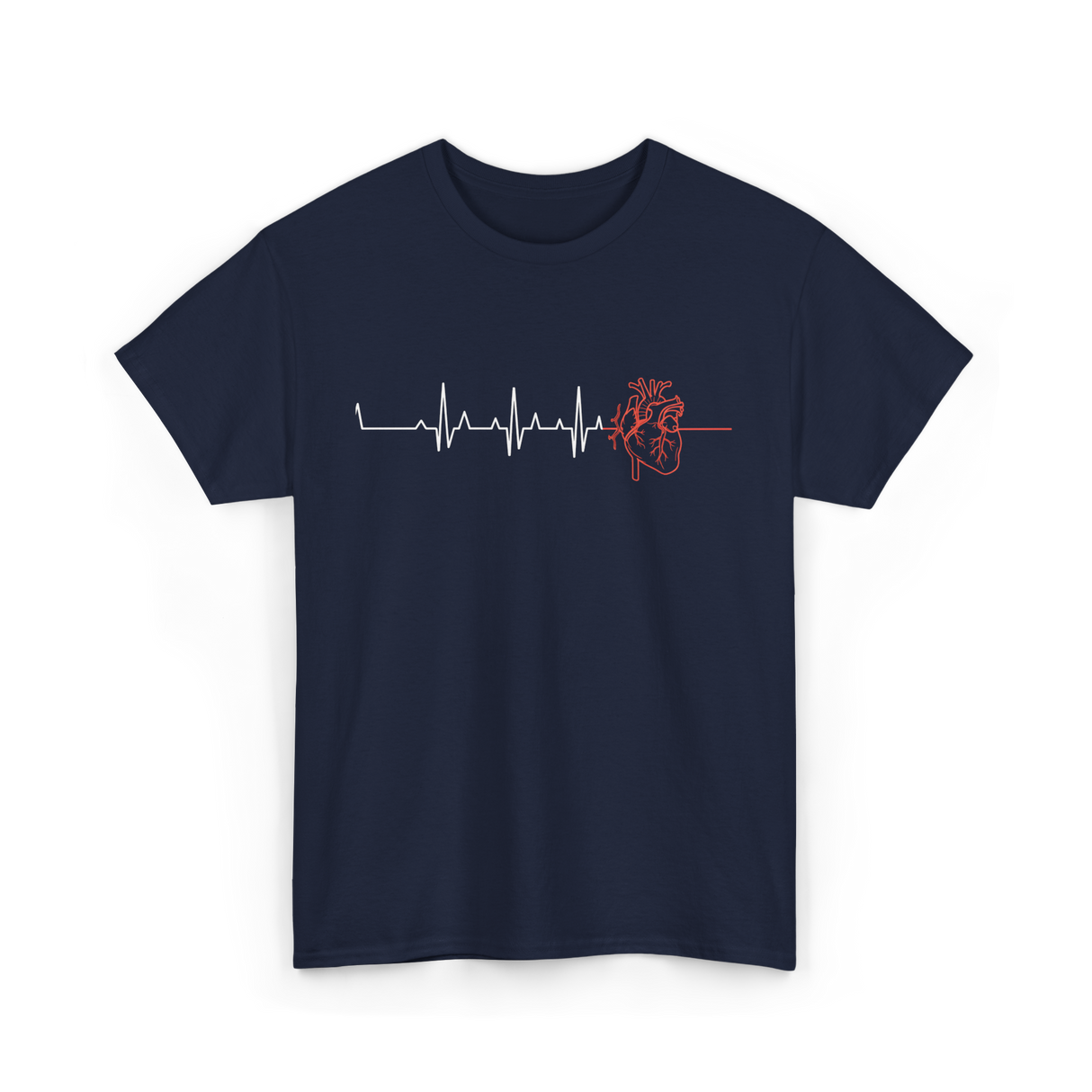 Heartbeat Heart Nurse Cardiology T-Shirt - Navy