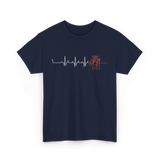 Heartbeat Heart Nurse Cardiology T-Shirt - Navy