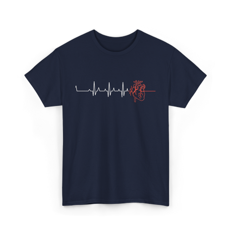 Heartbeat Heart Nurse Cardiology T-Shirt - Navy