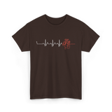 Heartbeat Heart Nurse Cardiology T-Shirt - Dark Chocolate