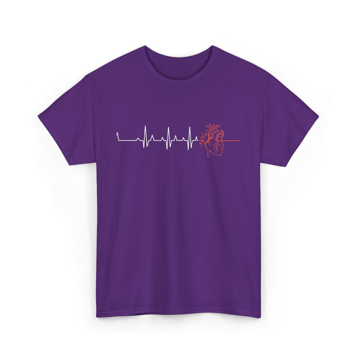 Heartbeat Heart Nurse Cardiology T-Shirt - Purple