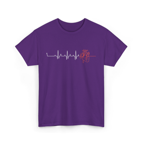 Heartbeat Heart Nurse Cardiology T-Shirt - Purple