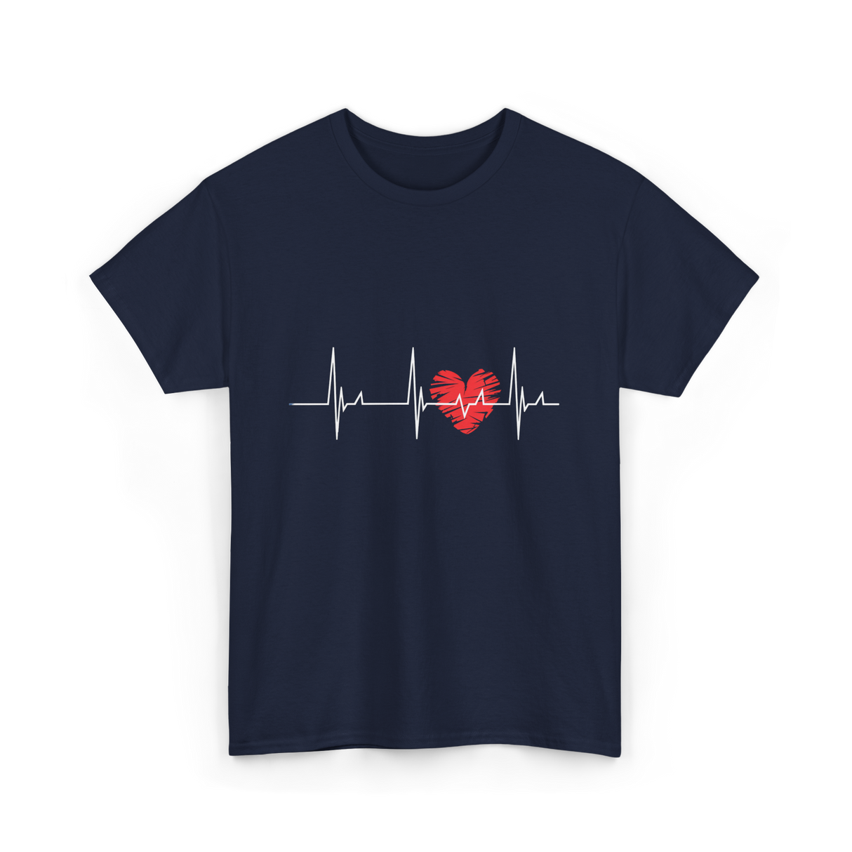 Heartbeat Love Heartbeat Cardiology T-Shirt - Navy