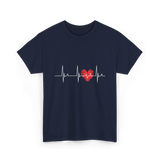 Heartbeat Love Heartbeat Cardiology T-Shirt - Navy