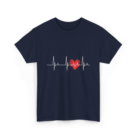 Heartbeat Love Heartbeat Cardiology T-Shirt - Navy