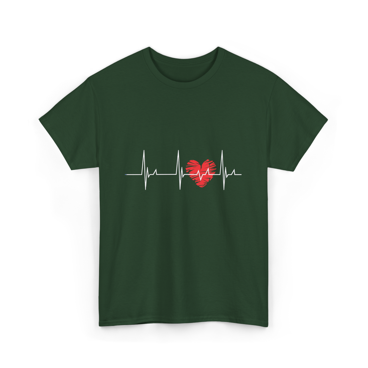 Heartbeat Love Heartbeat Cardiology T-Shirt - Forest Green