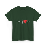 Heartbeat Love Heartbeat Cardiology T-Shirt - Forest Green