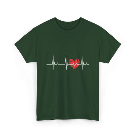 Heartbeat Love Heartbeat Cardiology T-Shirt - Forest Green