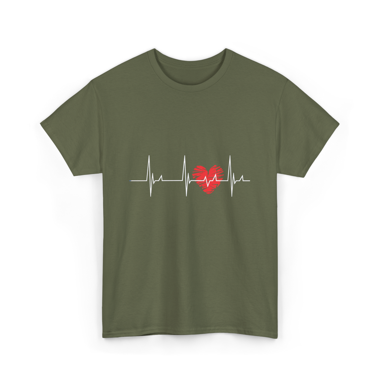 Heartbeat Love Heartbeat Cardiology T-Shirt - Military Green