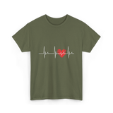 Heartbeat Love Heartbeat Cardiology T-Shirt - Military Green