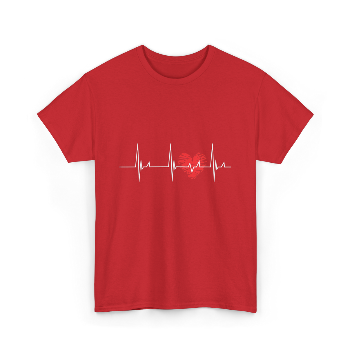 Heartbeat Love Heartbeat Cardiology T-Shirt - Red