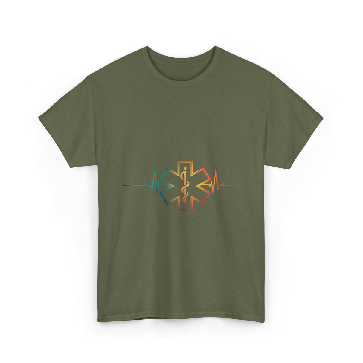 Heartbeat Medical Worker Responder T-Shirt - Military Green