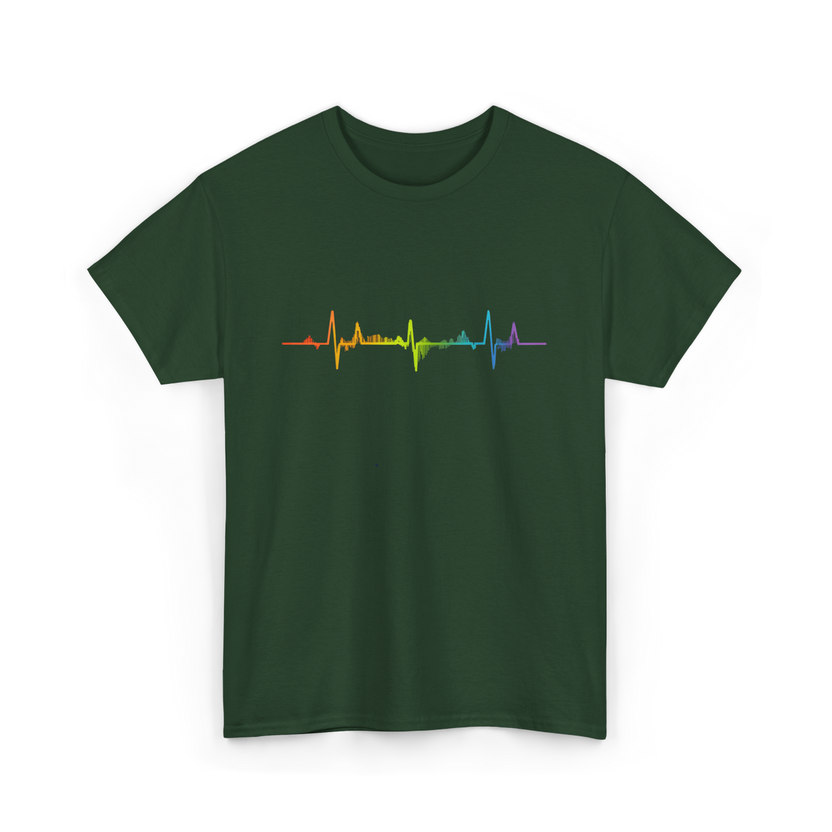 Heartbeat Pride LGBTQ Ally T-Shirt - Forest Green