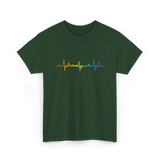 Heartbeat Pride LGBTQ Ally T-Shirt - Forest Green