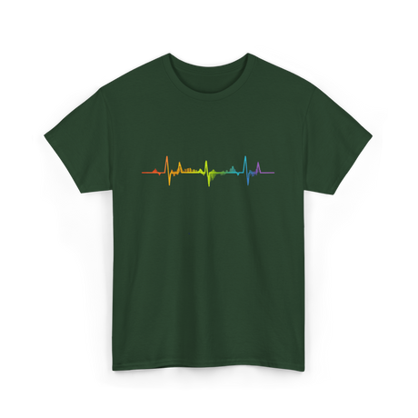 Heartbeat Pride LGBTQ Ally T-Shirt - Forest Green