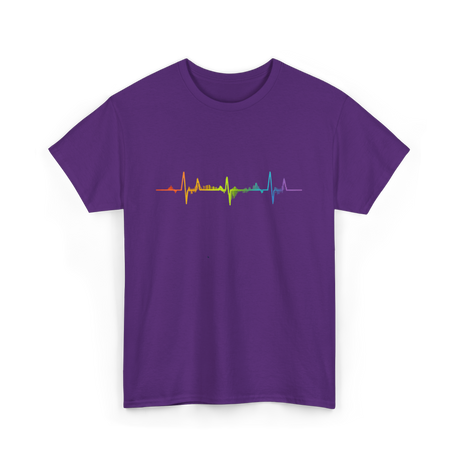 Heartbeat Pride LGBTQ Ally T-Shirt - Purple